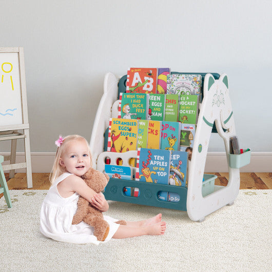 3-In-1 Double Sided Magnetic Dry-Erase Board with Stool and Flipped Writing Desktop-Pink