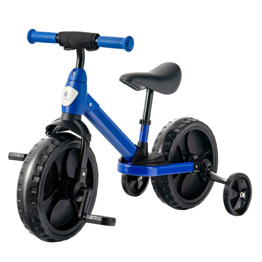4-in-1 Kids Training Bike Toddler Tricycle with Training Wheels and Pedals-Blue