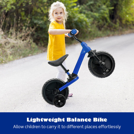 4-in-1 Kids Training Bike Toddler Tricycle with Training Wheels and Pedals-Blue
