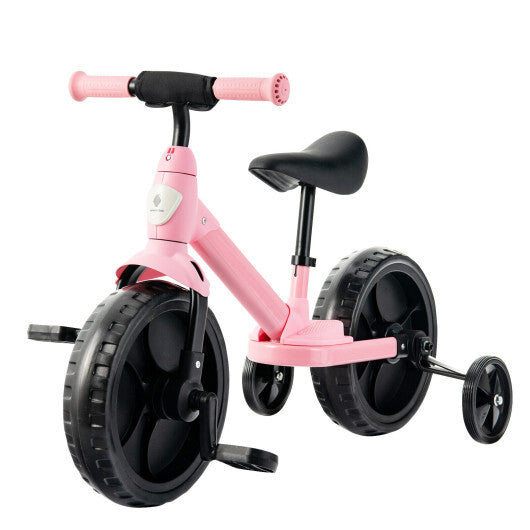 4-in-1 Kids Training Bike Toddler Tricycle with Training Wheels and Pedals-Blue