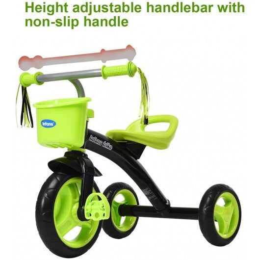 Kids Tricycle Rider with Adjustable Seat-Green - Color: Green