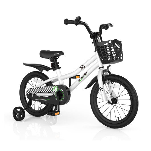 16 Inch Kid's Bike with Removable Training Wheels-Black & White - Color: Black & White - Size: 16 inches