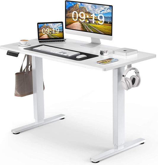 Adjustable Height Standing Desk - White - 48"x24" - Ergonomic Computer Workstation