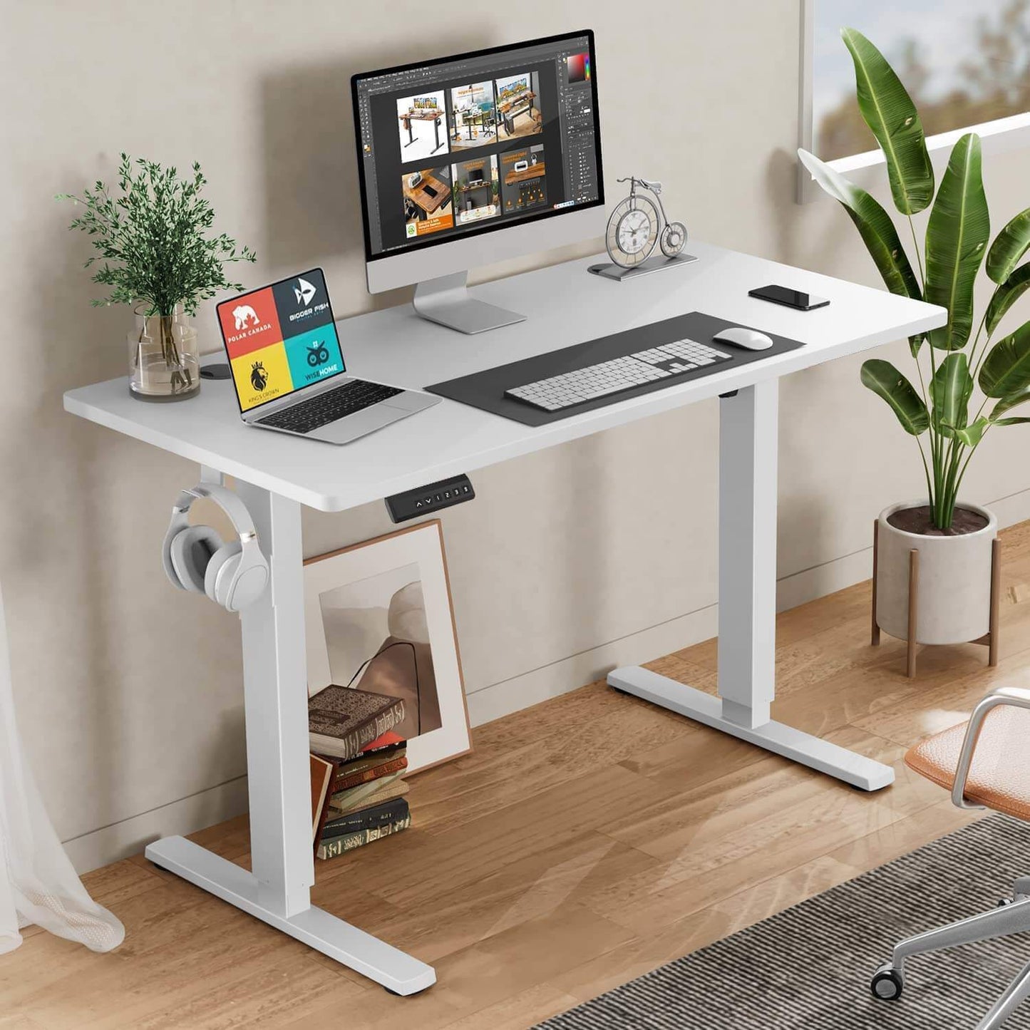 Adjustable Height Standing Desk - White - 48"x24" - Ergonomic Computer Workstation