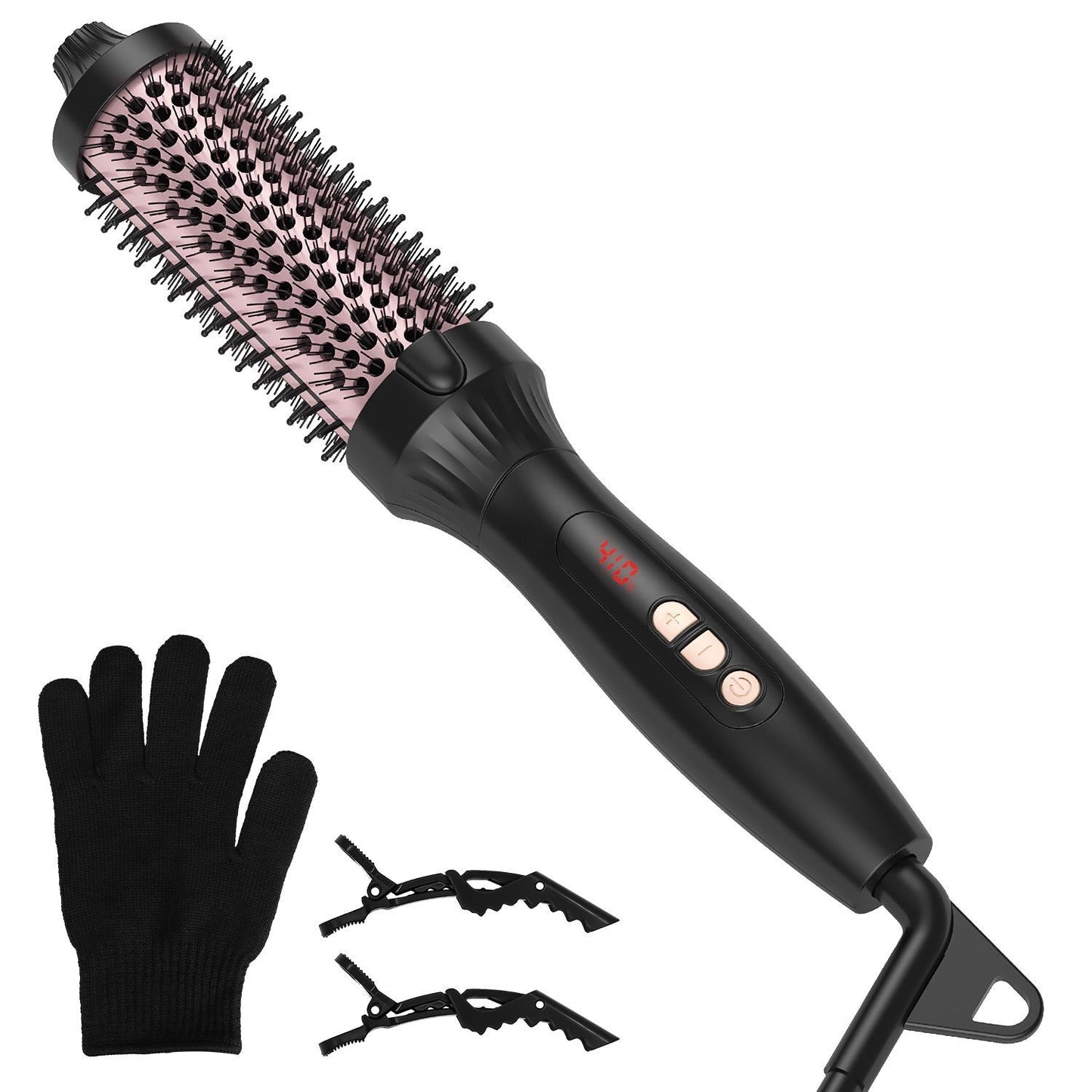 4 In 1 Thermal Brush Hair Curler Dryer Straightener with 10 Heating Levels 30S Fast Heating Fit for All Hair Types for Home Travel