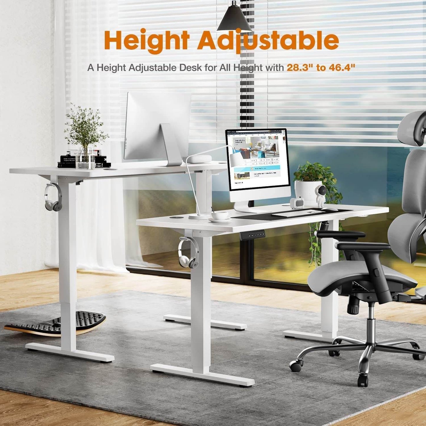 Adjustable Height Standing Desk - White - 40"x24" - Ergonomic Computer Workstation