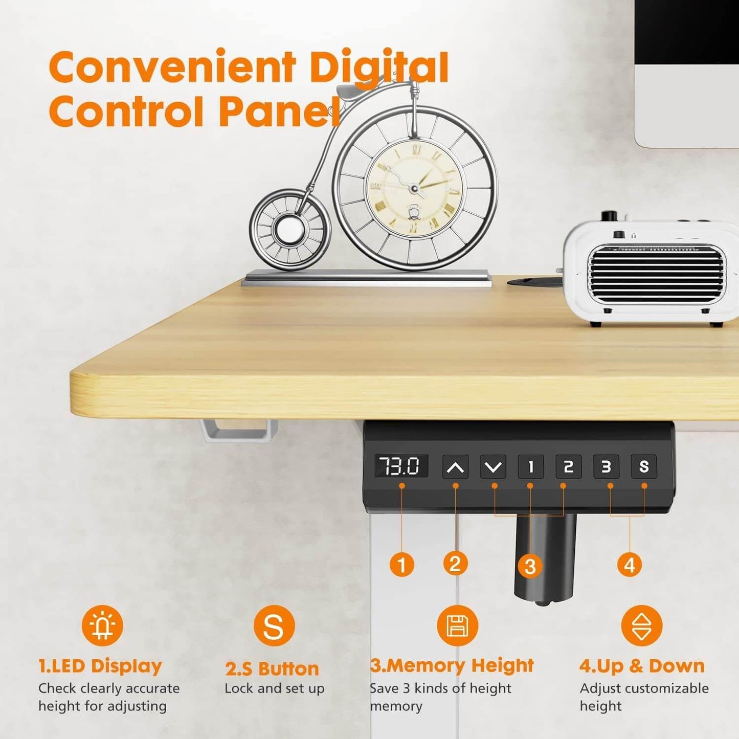 Adjustable Height Standing Desk - Yellow - 40"x24" - Ergonomic Computer Workstation