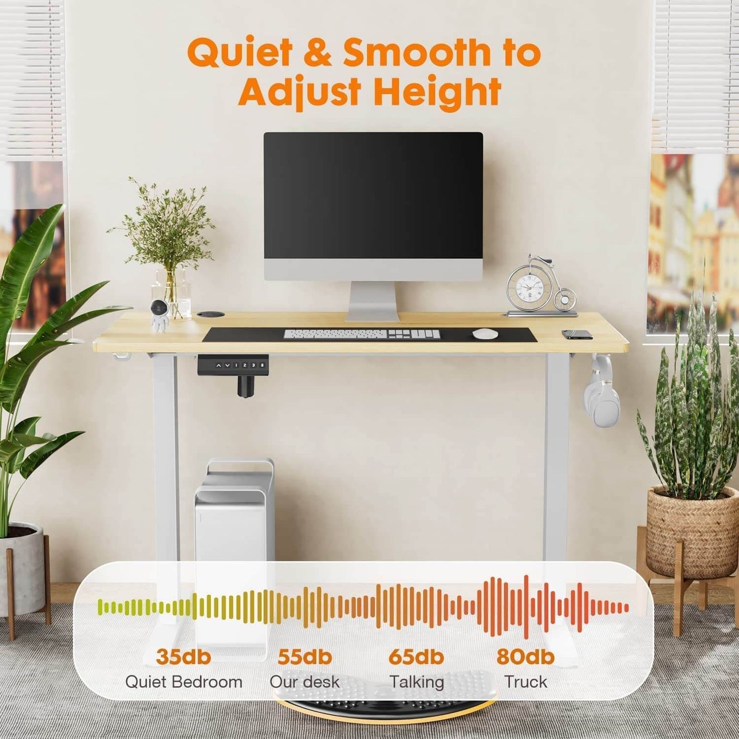 Adjustable Height Standing Desk - Yellow - 40"x24" - Ergonomic Computer Workstation