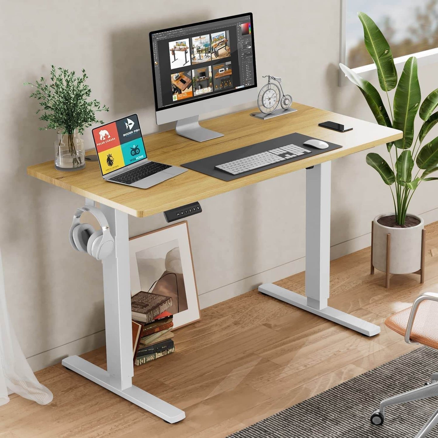 Adjustable Height Standing Desk - Yellow - 40"x24" - Ergonomic Computer Workstation