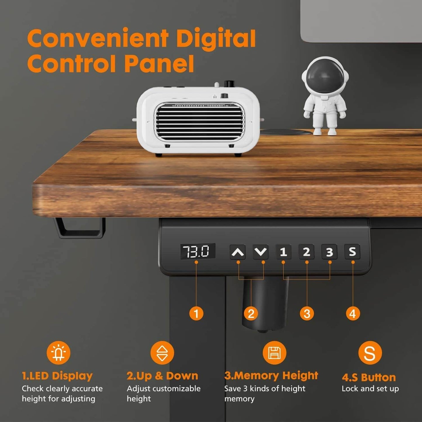 Adjustable Height Standing Desk - Brown - 40"x24" - Ergonomic Computer Workstation