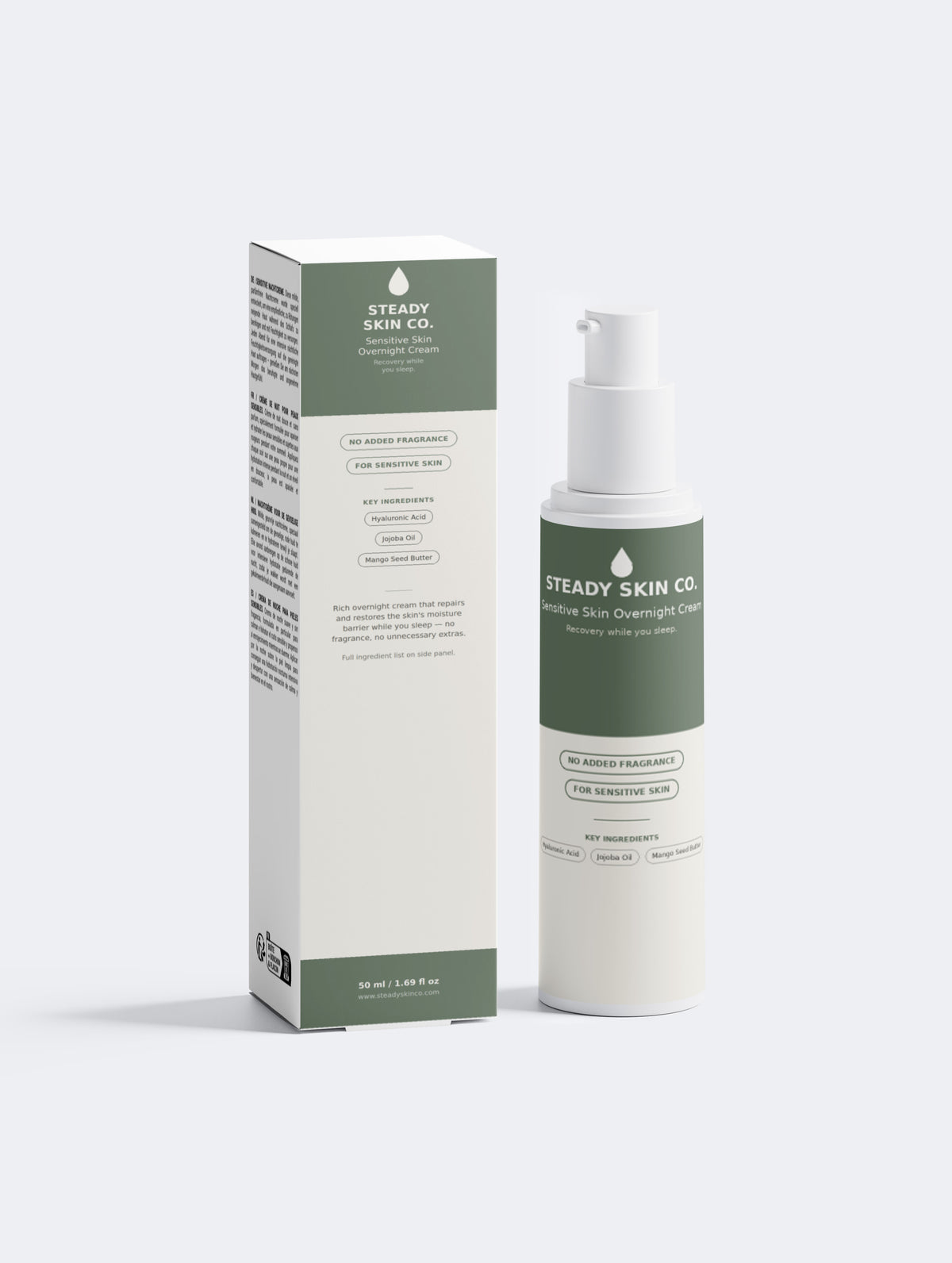 Sensitive Skin Overnight Cream, Fragrance Free