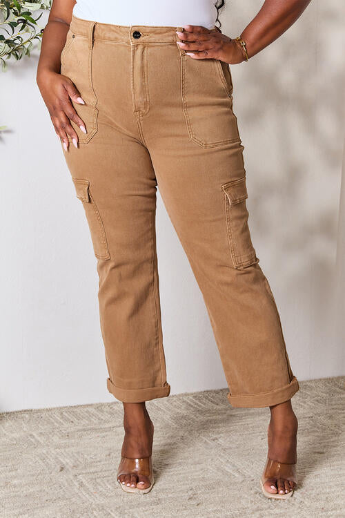 Risen Full Size High Waist Straight Jeans with Pockets