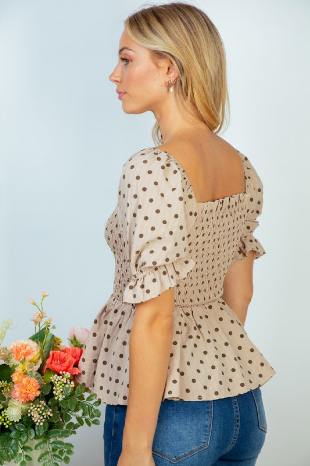 White Birch Spot On Full Size Polka Dot Top