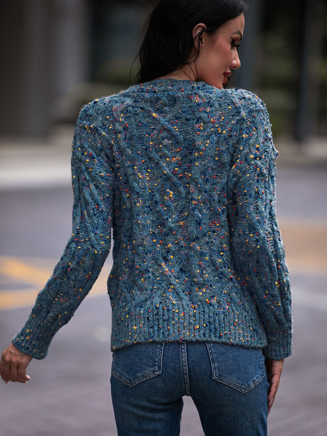 Cable-Knit Round Neck Sweater