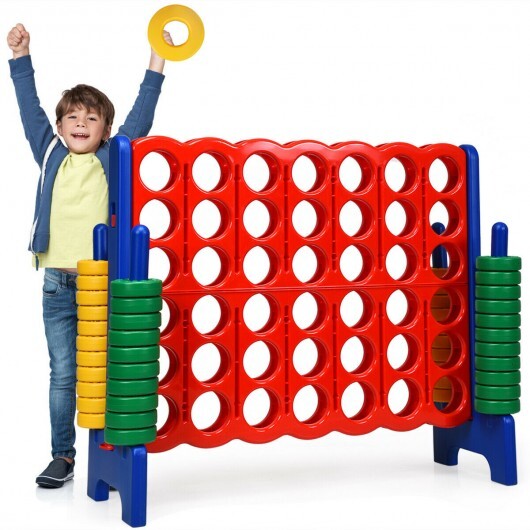 Jumbo 4-to-Score Giant Game Set with 42 Jumbo Rings and Quick-Release Slider-Blue - Color: Blue