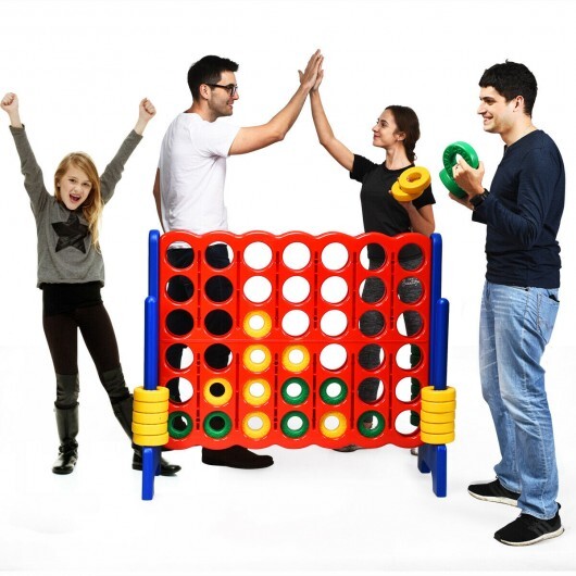 Jumbo 4-to-Score Giant Game Set with 42 Jumbo Rings and Quick-Release Slider-Blue - Color: Blue