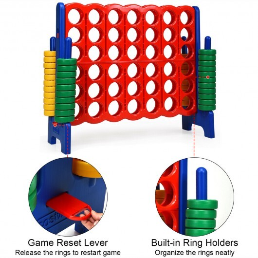 Jumbo 4-to-Score Giant Game Set with 42 Jumbo Rings and Quick-Release Slider-Blue - Color: Blue