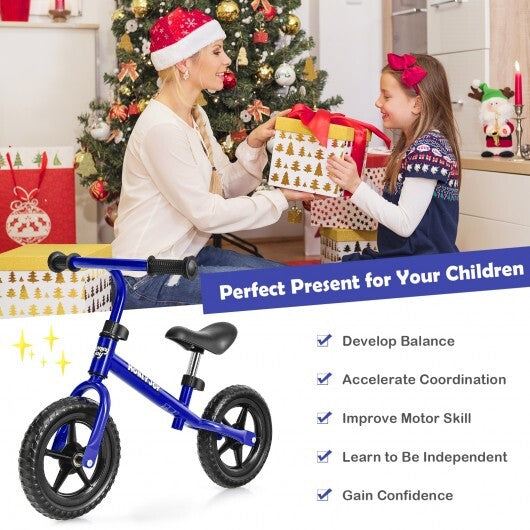 Kids No Pedal Balance Bike with Adjustable Handlebar and Seat-Red