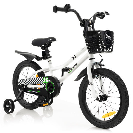 16 Inch Kid's Bike with Removable Training Wheels-Black & White - Color: Black & White - Size: 16 inches