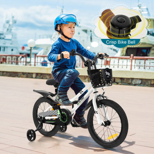 16 Inch Kid's Bike with Removable Training Wheels-Black & White - Color: Black & White - Size: 16 inches