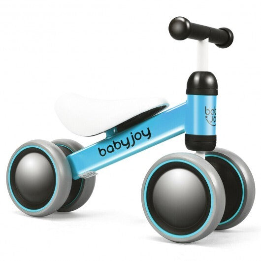 4 Wheels No-Pedal Baby Balance Bike-Blue - Color: Blue