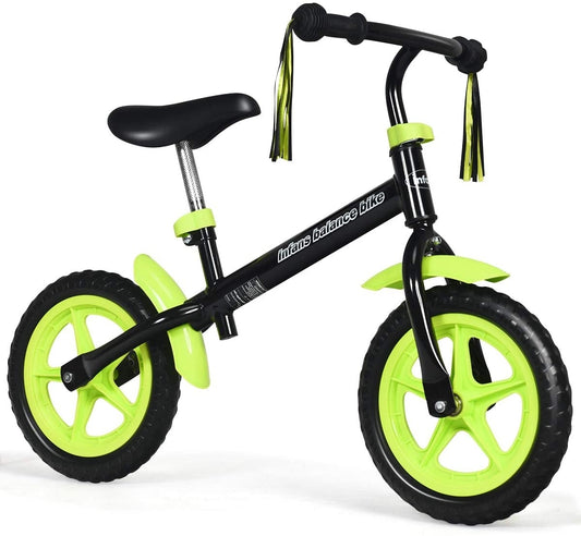 Adjustable Lightweight Kids Balance Bike-Green - Color: Green