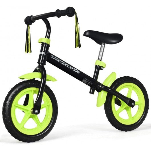Adjustable Lightweight Kids Balance Bike-Green - Color: Green