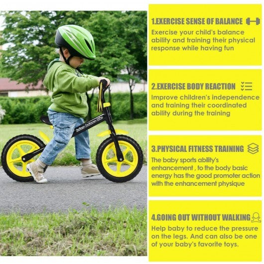 Adjustable Lightweight Kids Balance Bike-Green