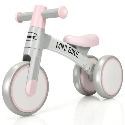 Indoor Outdoor Kids Riding Balance Bike with Silent Wheels-Pink - Color: Pink