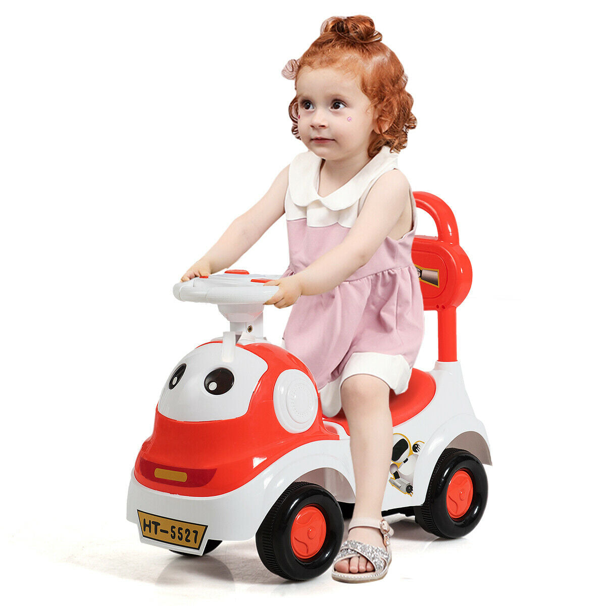 3-in-1 Baby Walker Sliding Pushing Car w/ Sound-Orange - Color: Orange